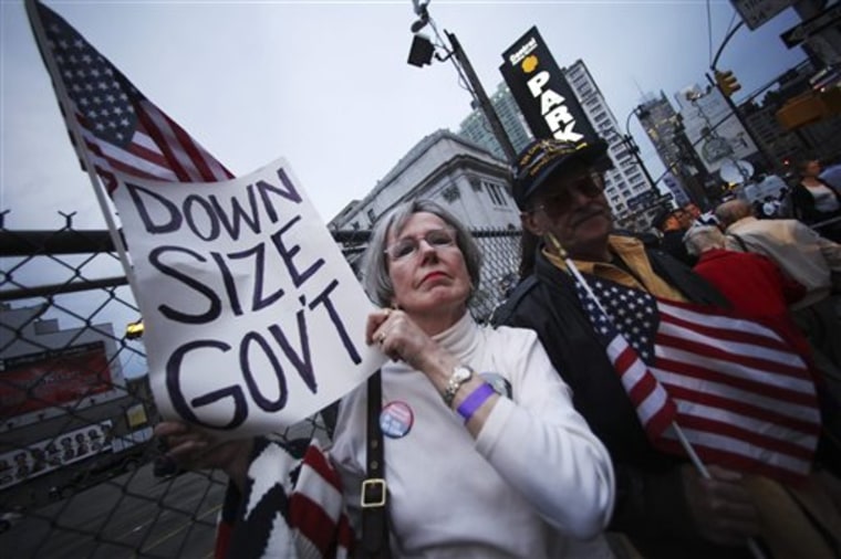 These Americans were protesting big government last Thursday at a Tax Day rally in New York, N.Y.